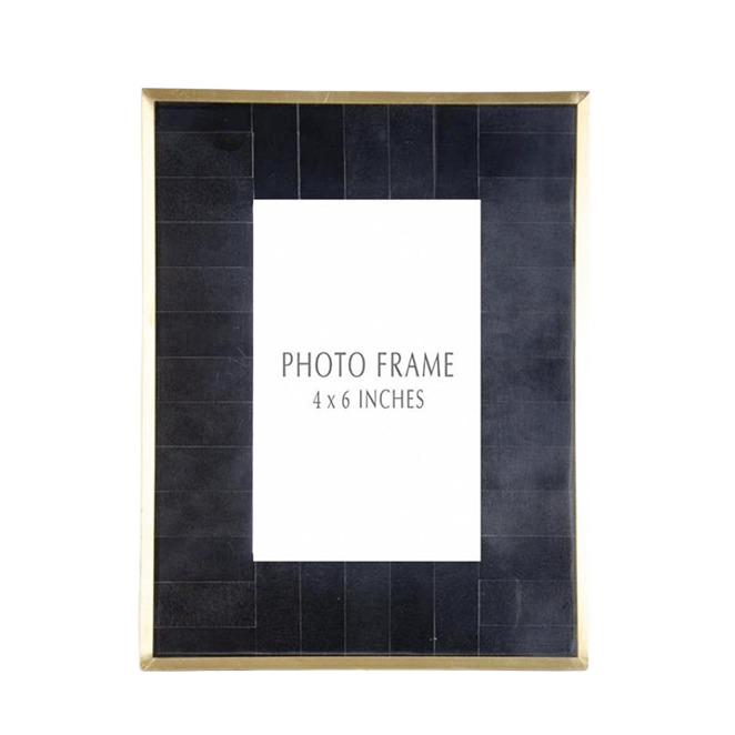 Elegant black tile and brass 4x6 photo frame for stylish home accents and decor under $50 collections