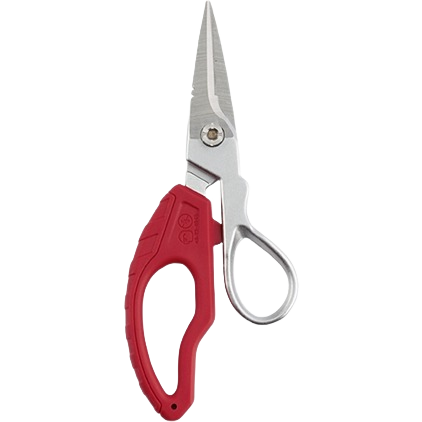 Precision electrician snips with a red ergonomic handle and sharp pointed blades for tools and home improvement tasks