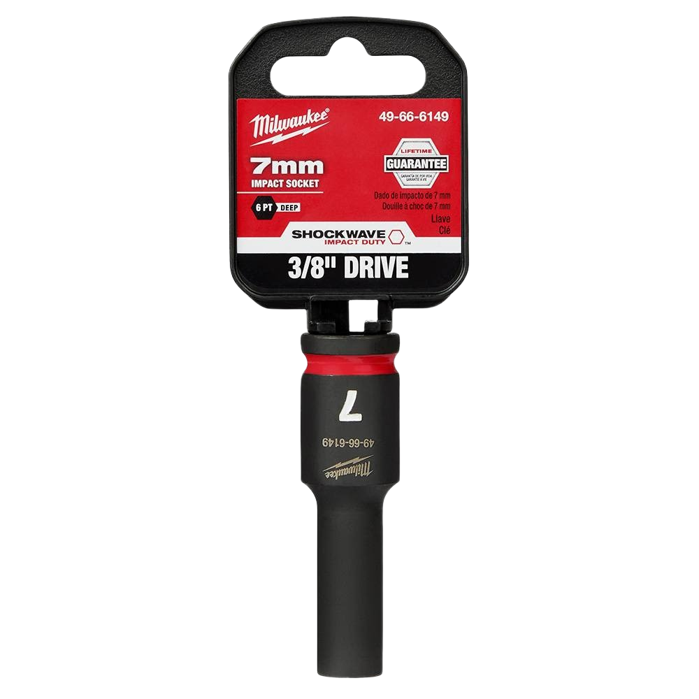 7mm deep 6 point impact socket with 3/8" drive, forged steel design for heavy-duty hand tool applications