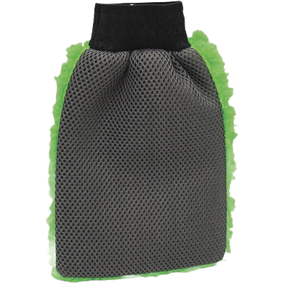 Black and green grip wash mitt with microfiber mesh front and chenille back for automotive cleaning under $50 collections