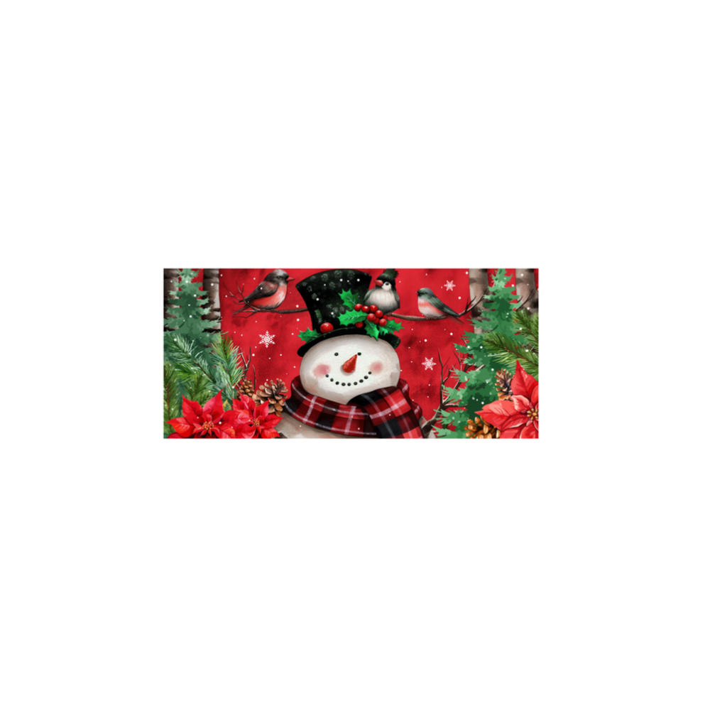 Tremont Floral 10" x 22" Snowman w/ 3 Birds Door Mat Insert
