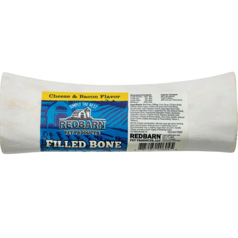 Redbarn bacon and cheese flavored filled dog bone treat in Pet & Animal and Treats collections under $50
