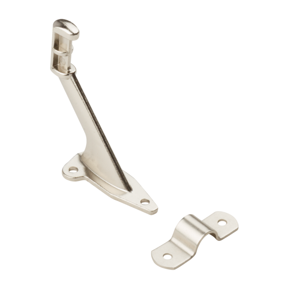 Satin nickel aluminum handrail bracket set for stairs, suitable for shelving and home improvement projects under $50