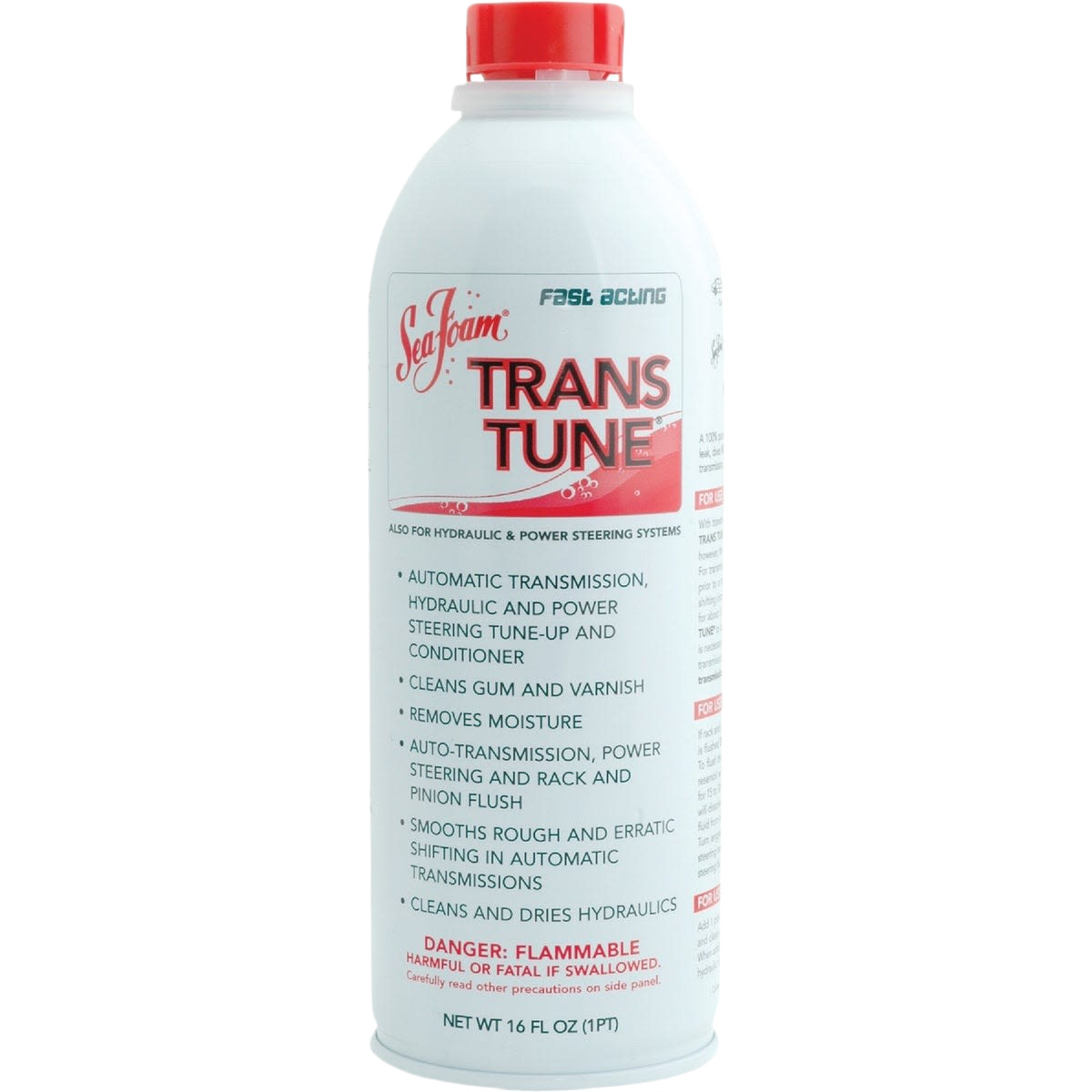 White bottle of Trans Tune fluid for automatic transmission and power steering tune-up in automotive lubricant collection under $50