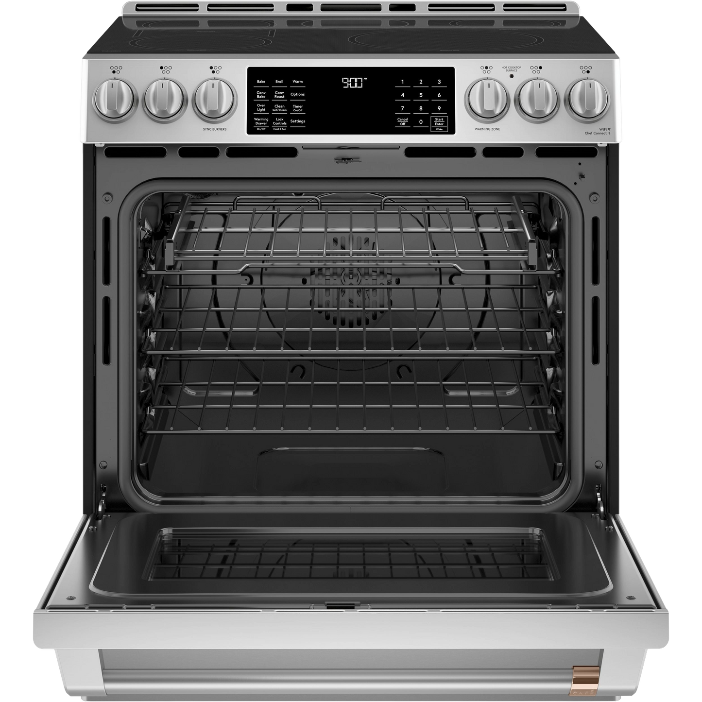 CAFÉ™ 30" Smart Slide-In, Front-Control, Induction and Convection Range with Warming Drawer