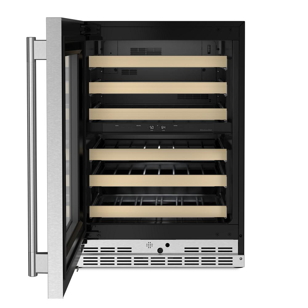 24" Undercounter Wine Cellar with Full-Extension Wood-Front Racks