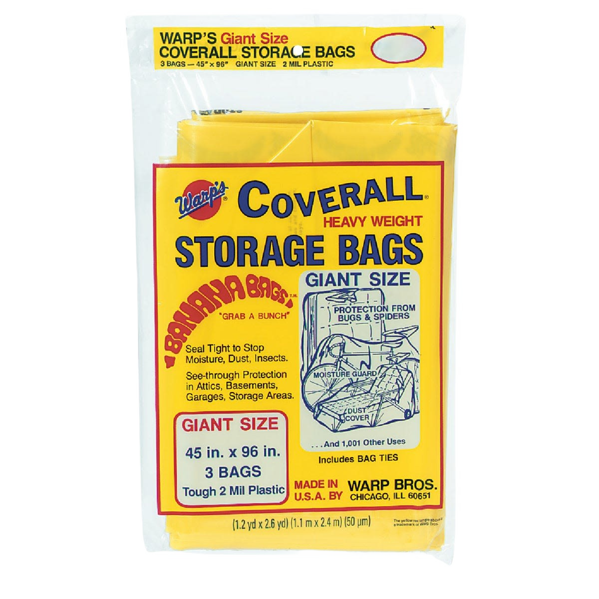Heavyweight giant-size storage bags in yellow plastic for protecting bulky items in Storage & Organization collections