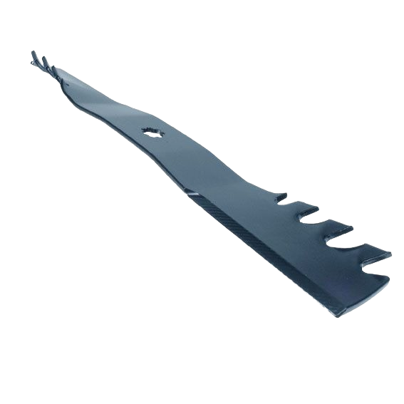Steel mower blade with toothed edge and star-shaped center hole for replacement in lawn mower parts and tools collections under $50