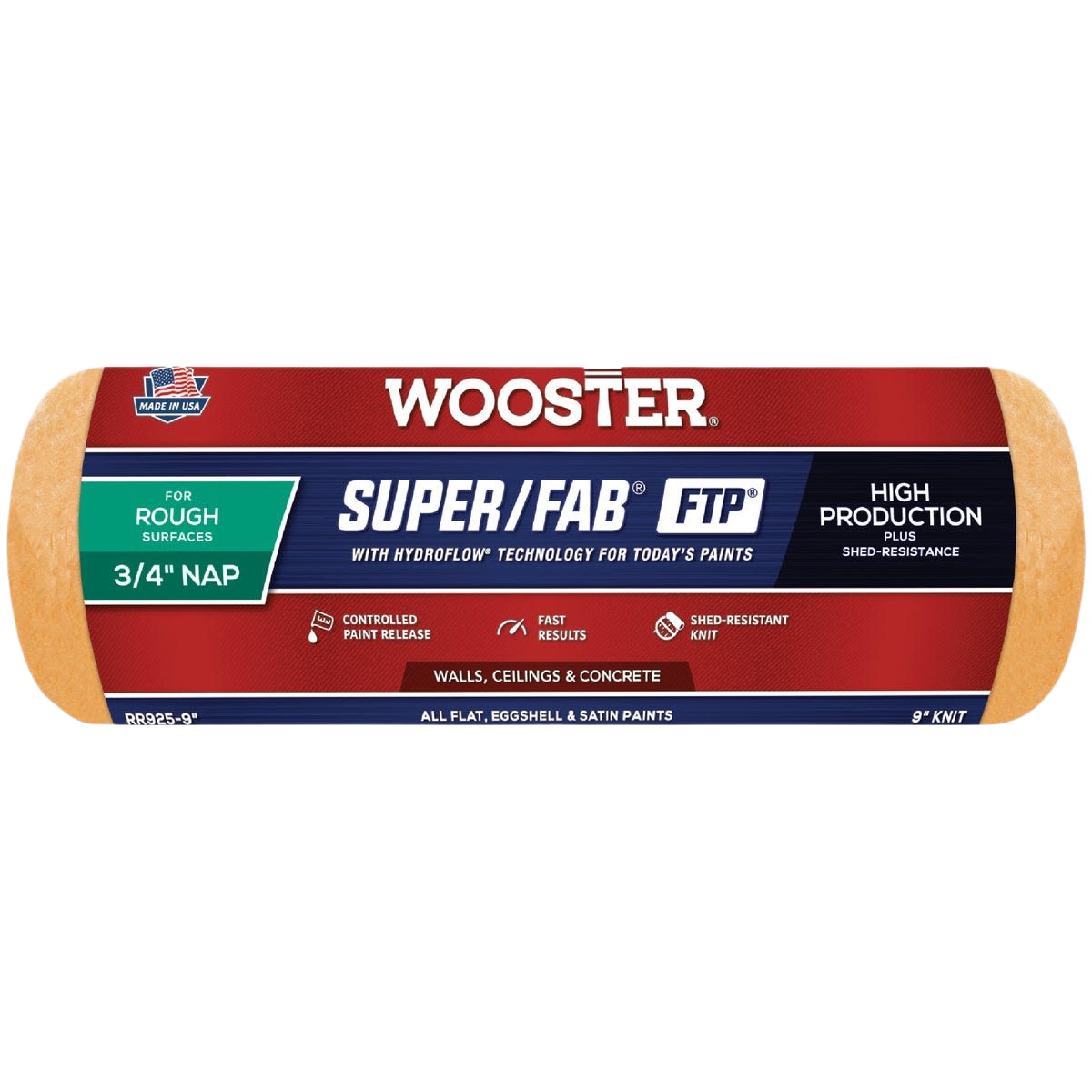 Wooster knit fabric roller cover with 3/4 inch nap for rough surfaces in paint supplies and tools collections