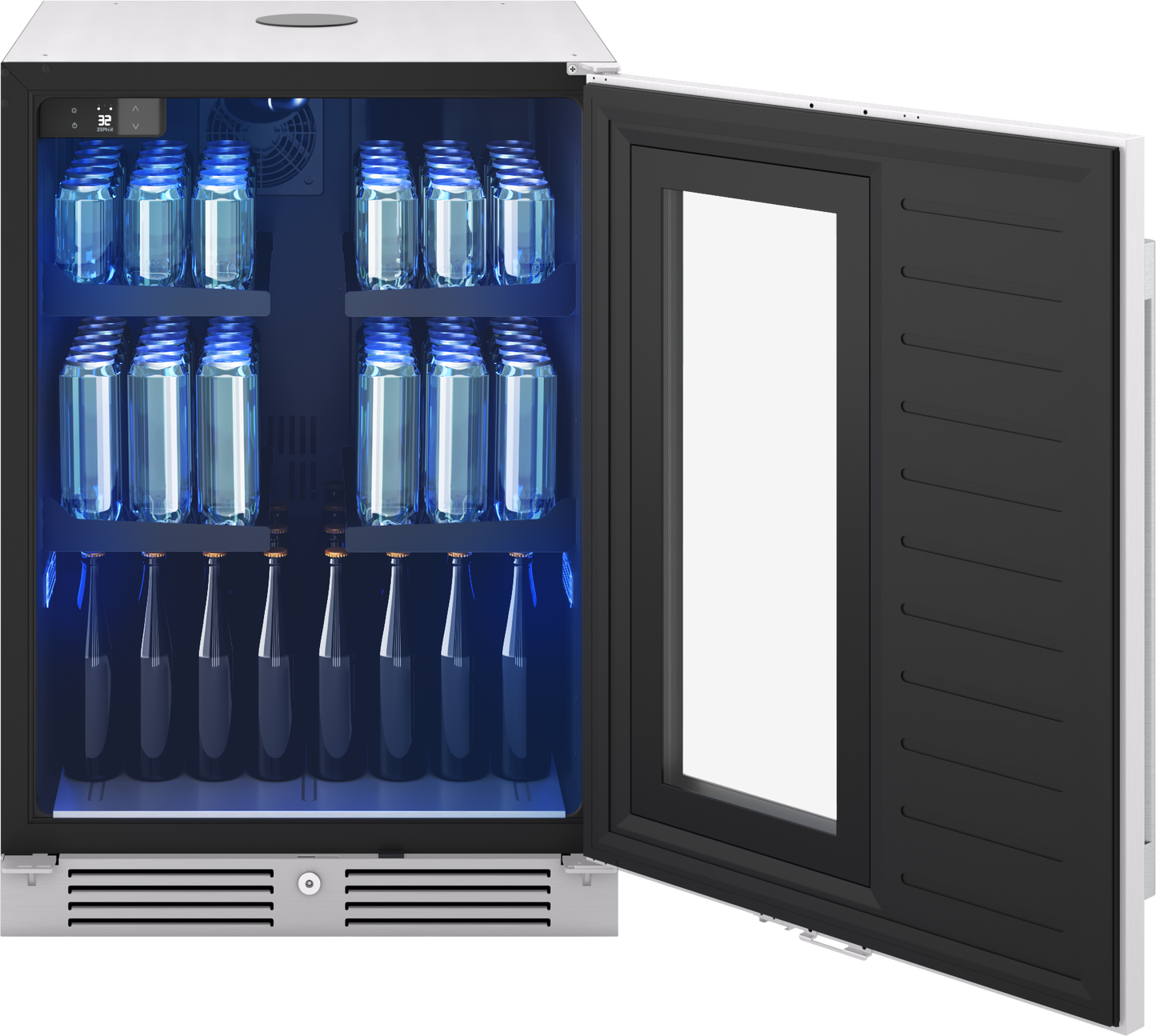 Presrv Kegerator & Beverage Cooler, 24in Under Cabinet, SS+Glass, Reverse Door, 1 Zone