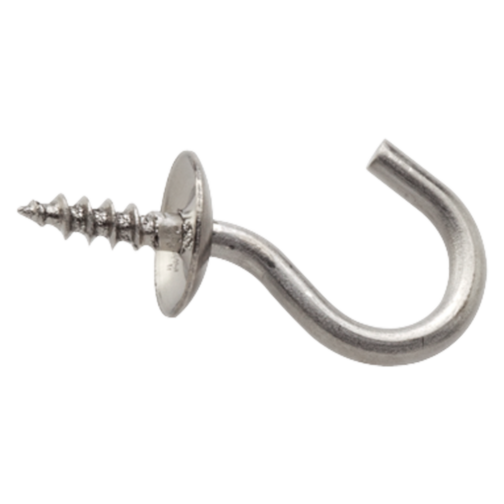 3/4 inch stainless steel cup hook with corrosion-resistant finish for hardware, fasteners, and home improvement projects