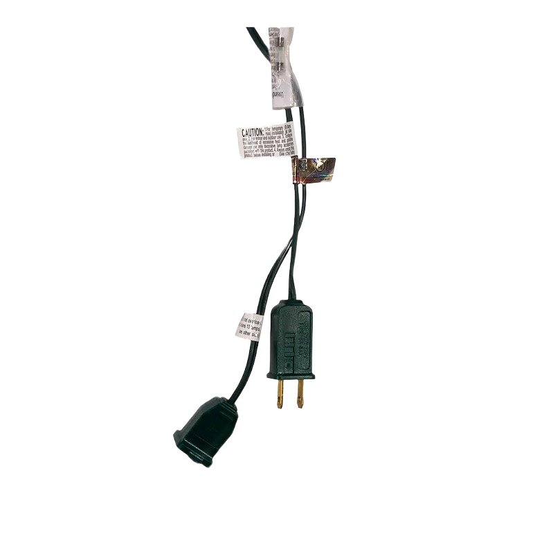 Single clear flicker flame bulb with green clip and two-prong plug for 12-foot Christmas light string decor.