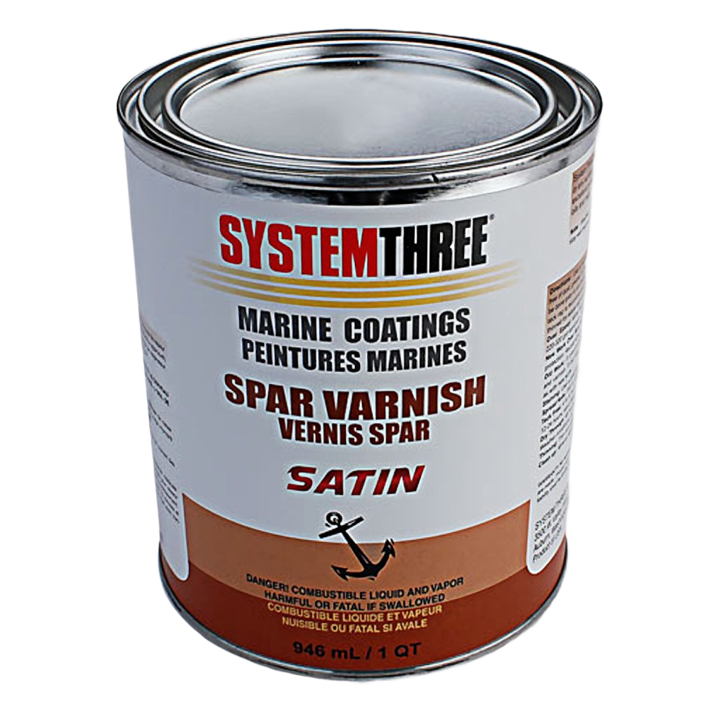 Quart container of satin finish spar varnish for marine coatings in stains and sealers home improvement supplies