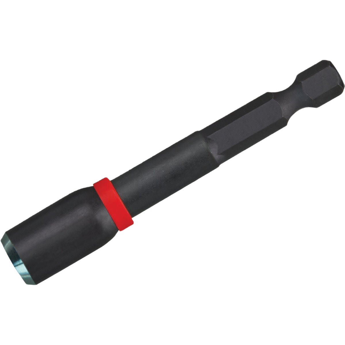 Magnetic nut driver with impact-duty steel shaft and red collar for tool accessories and home improvement tasks