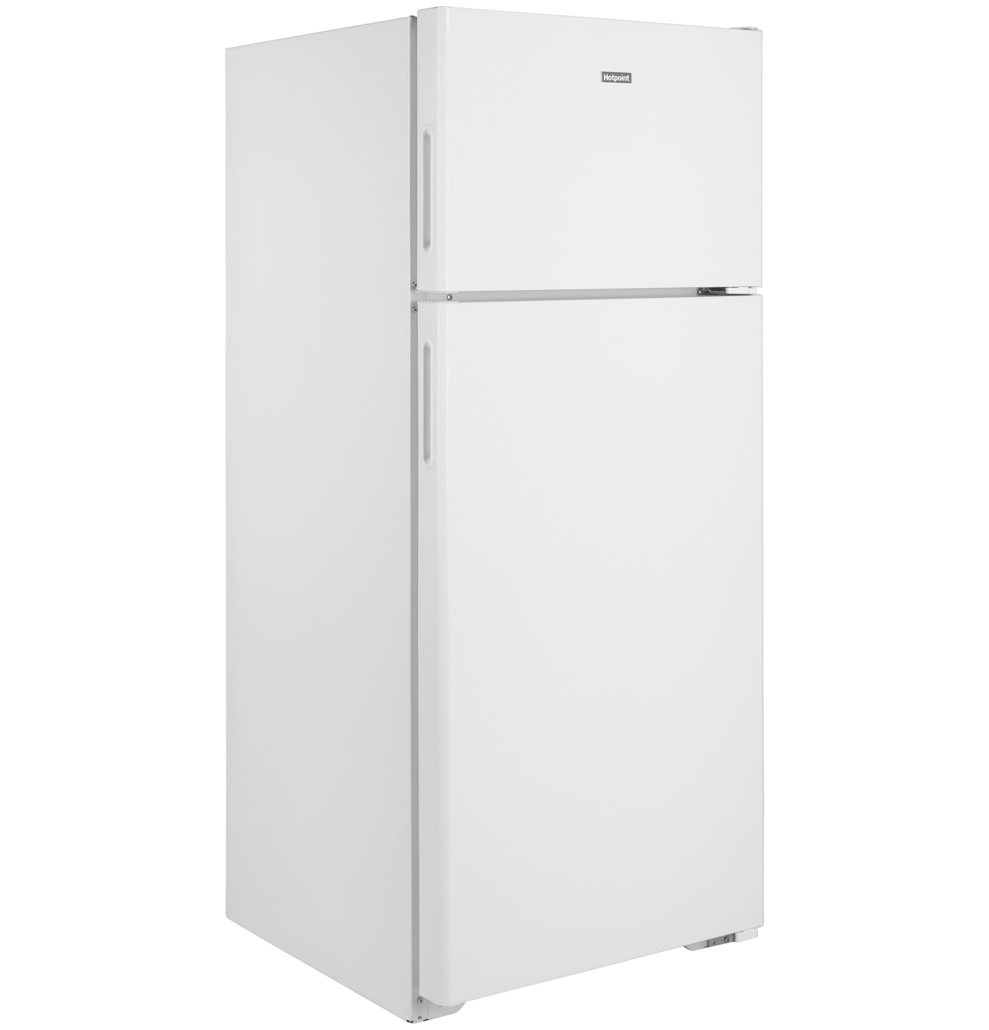 White recessed handle top-freezer refrigerator in appliances collection for kitchen and home improvement use