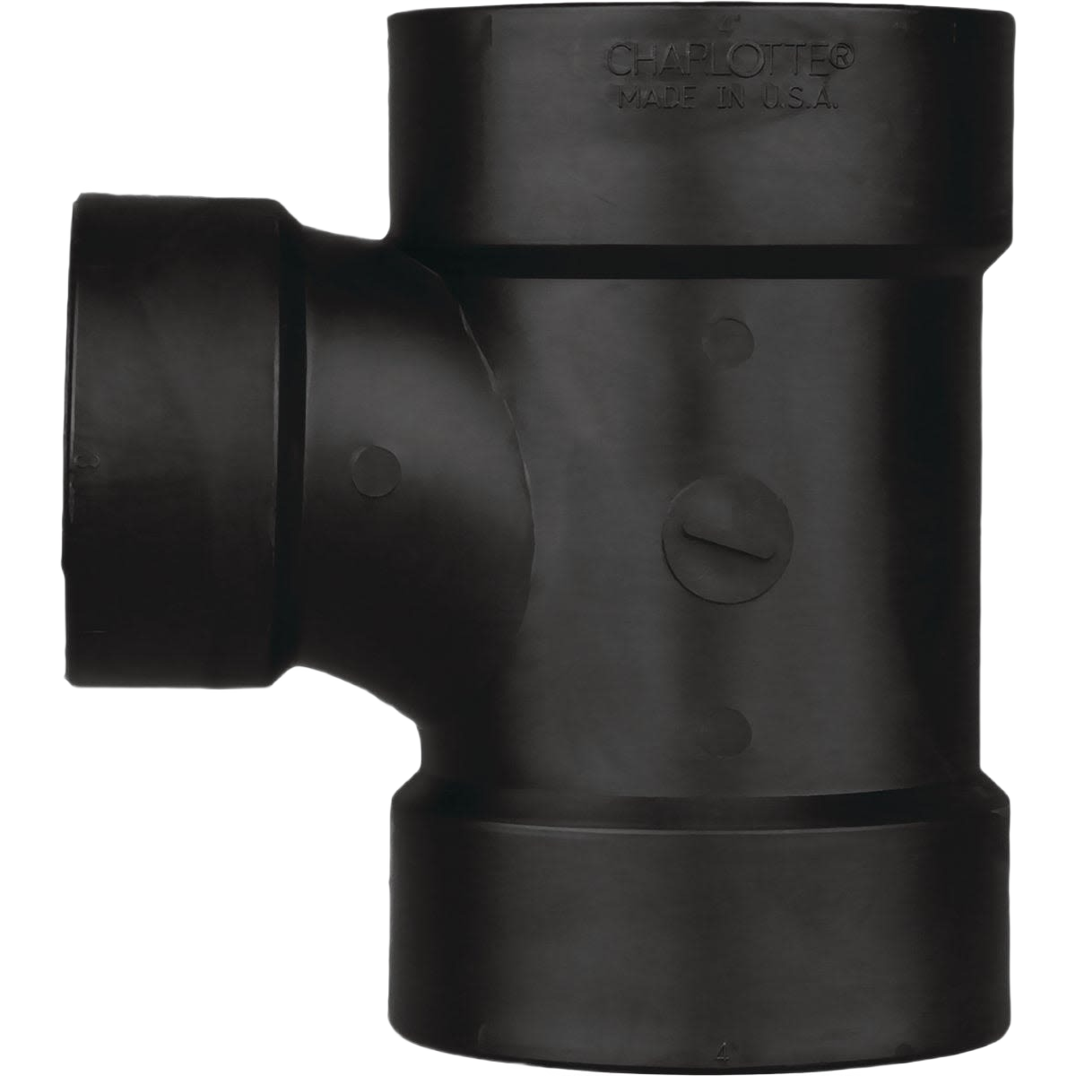Black ABS sanitary tee plumbing fitting for drain, waste, and vent systems in pipes and fittings collection under $50
