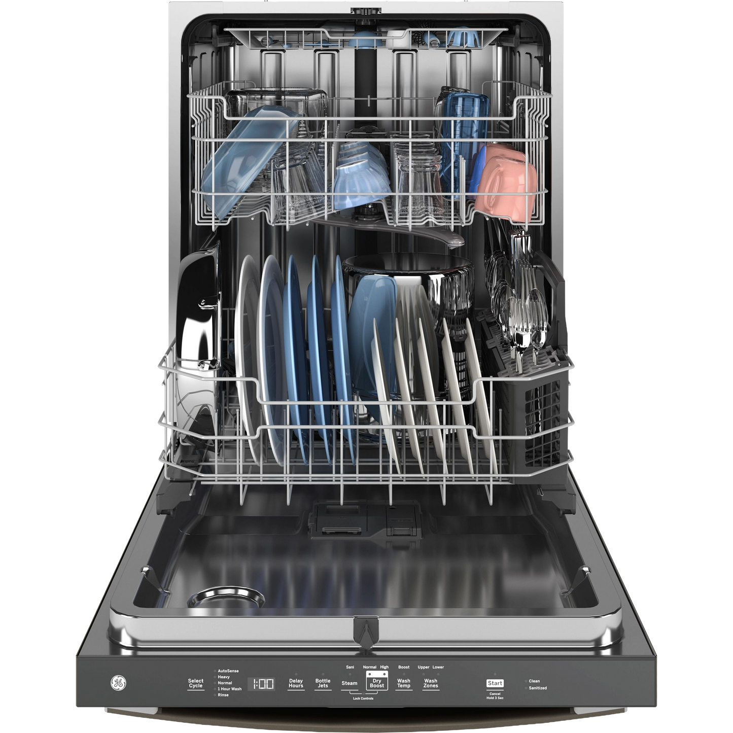 GE® ENERGY STAR® Fingerprint Resistant Top Control with Stainless Steel Interior Dishwasher with Sanitize Cycle