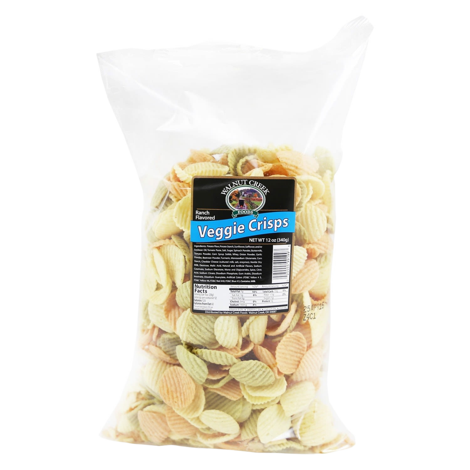 Clear bag of ranch flavored veggie crisps in ridged shapes from Chips & Snacks collection under $50 range