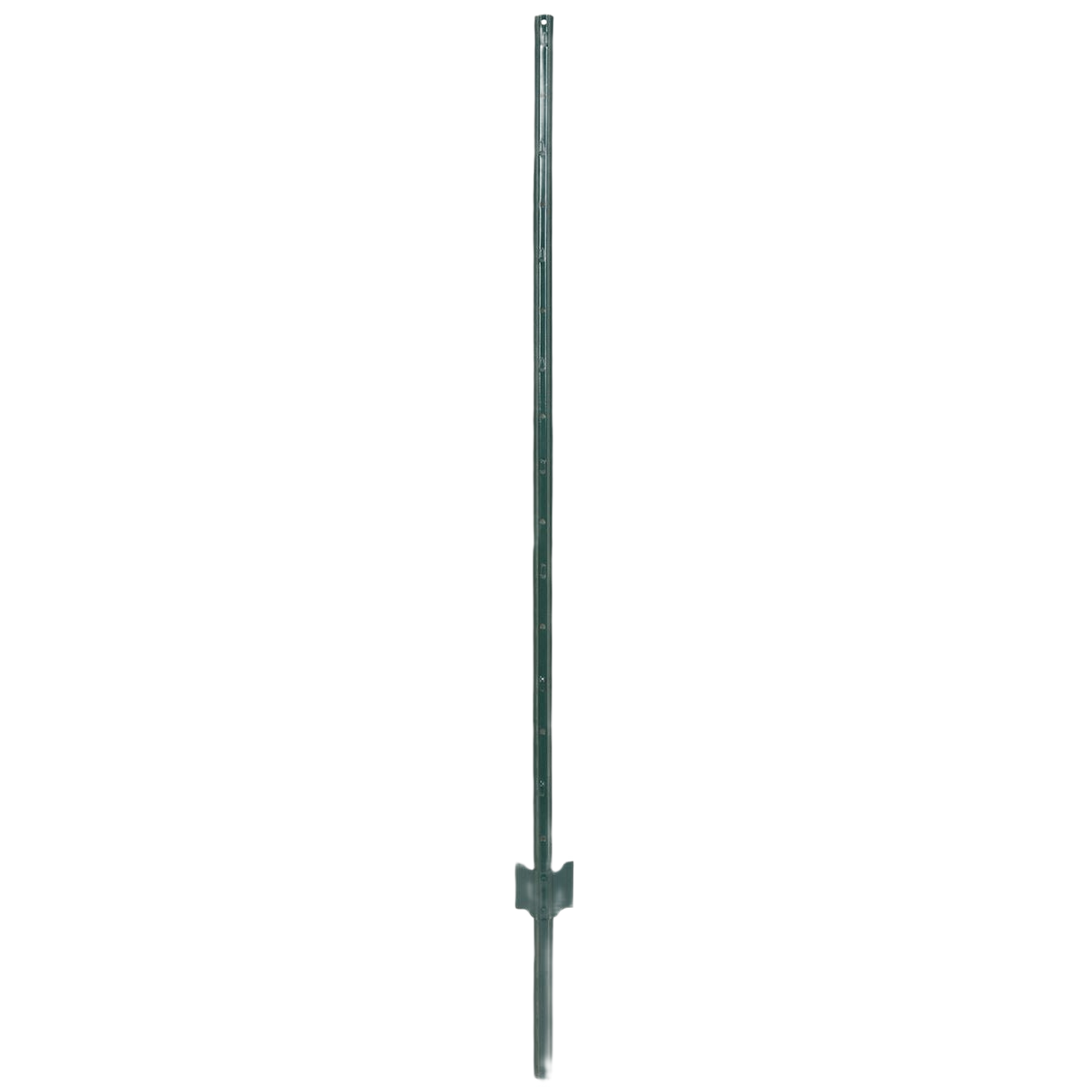 Green steel light-duty fence U-post with multiple stake holes for adjustable fencing installation in home improvement projects
