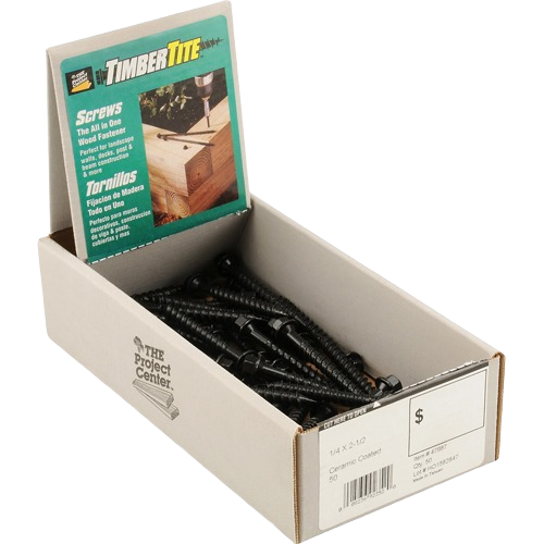 Box of black heavy-duty outdoor timber screws for wood fastening in hardware and fasteners collections under $50
