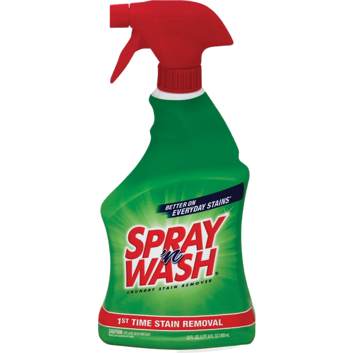 Green spray bottle of stain remover with red trigger, designed for effective cleaning in household supplies collections
