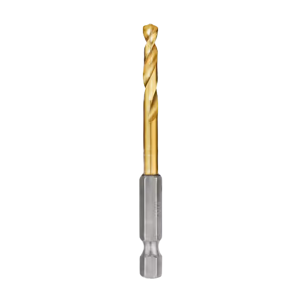 Titanium coated 3/16 inch drill bit with impact duty hex shank for power tool accessories and home improvement tasks
