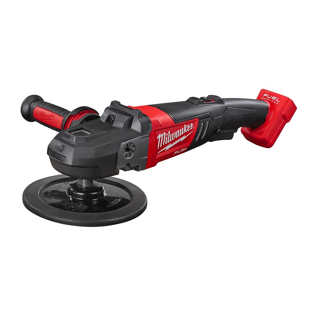 Cordless red and black variable speed power polisher designed for tools and home improvement projects