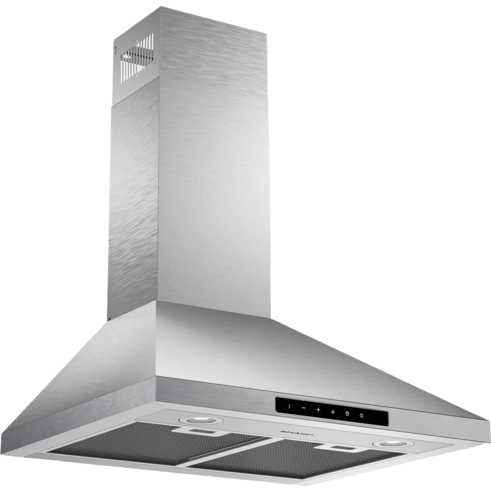 Brushed stainless steel wall-mounted chimney hood with sleek digital controls for Kitchen & Kitchenware and home improvement collections