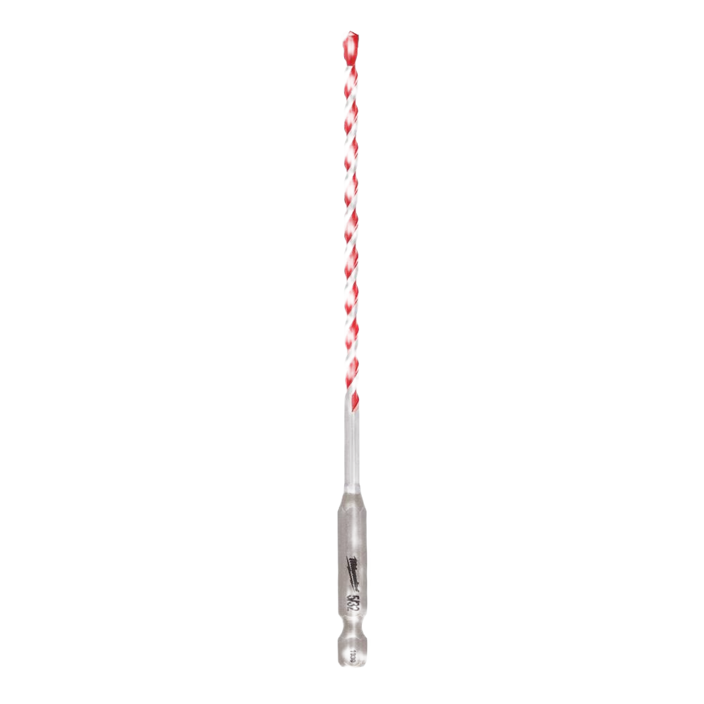 Carbide-tipped 1/4 inch hammer drill bit with red spiral flutes for masonry and concrete in power tool accessories collection