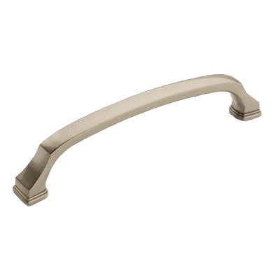 Satin nickel cabinet pull with elegant curved edges for Amerock hardware and furniture accessories under $50 collections