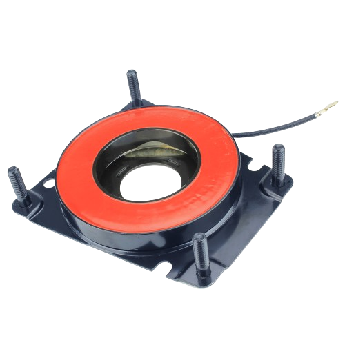 Black metal PTO clutch field winding coil with red insulation ring and mounting studs for automotive and mechanic tools collections