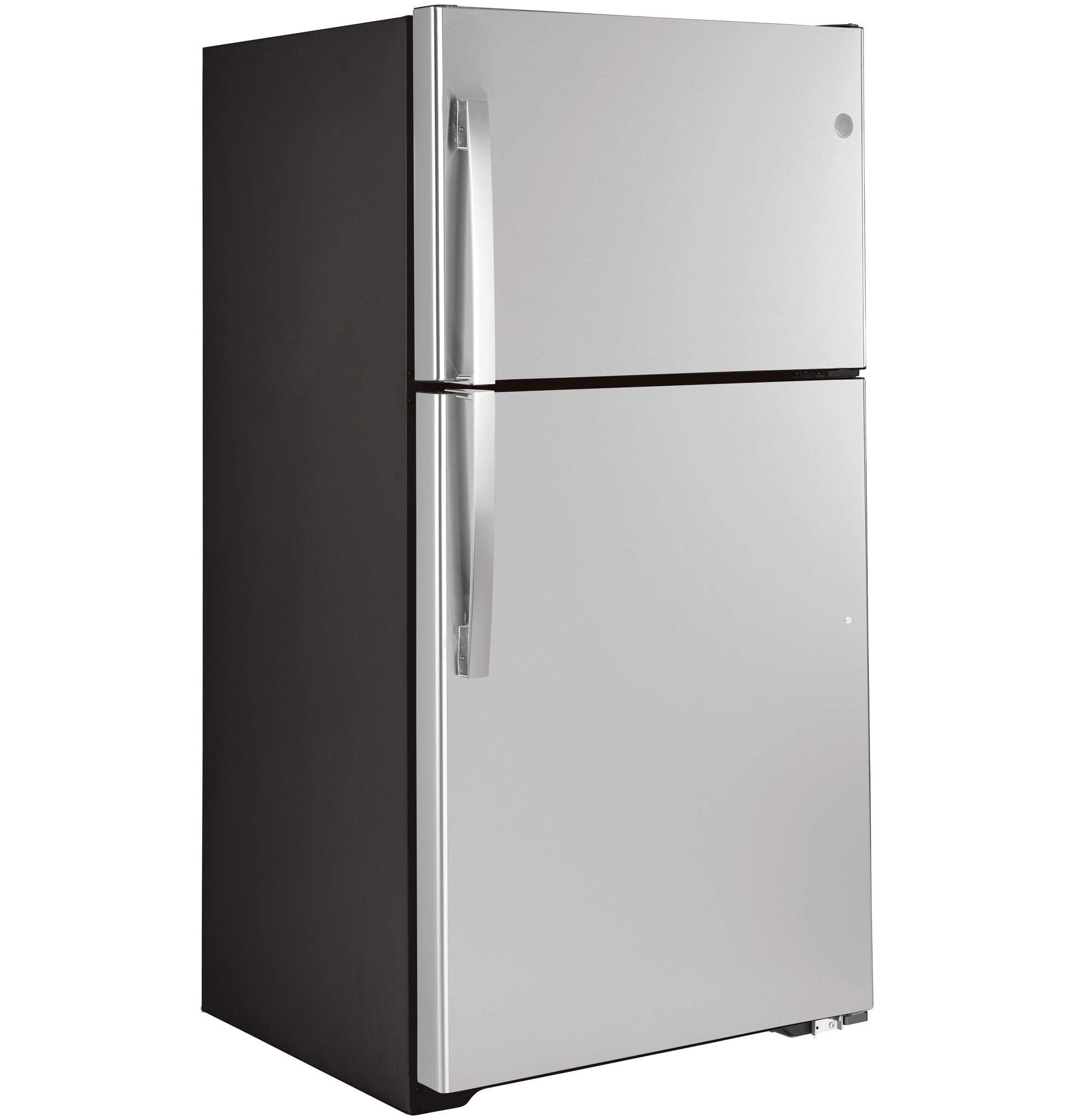 Sleek stainless steel top freezer refrigerator with curved handles in Refrigerators and Kitchen & Kitchenware collection