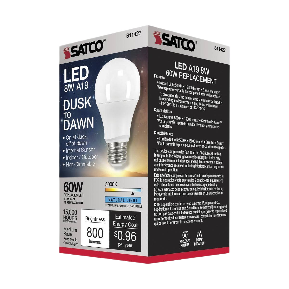 LED bulb with dusk-to-dawn sensor for indoor or outdoor use in lighting and electrical categories under $50 range