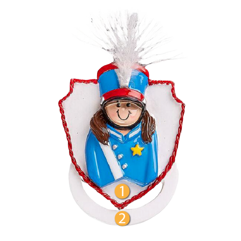 Brunette girl in blue marching band uniform ornament for Christmas Ornaments & Tree Decorations under $50
