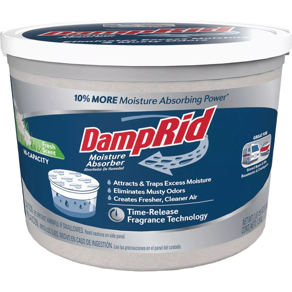 DampRid moisture absorber container with fresh scent for controlling humidity and odors in large spaces under $50