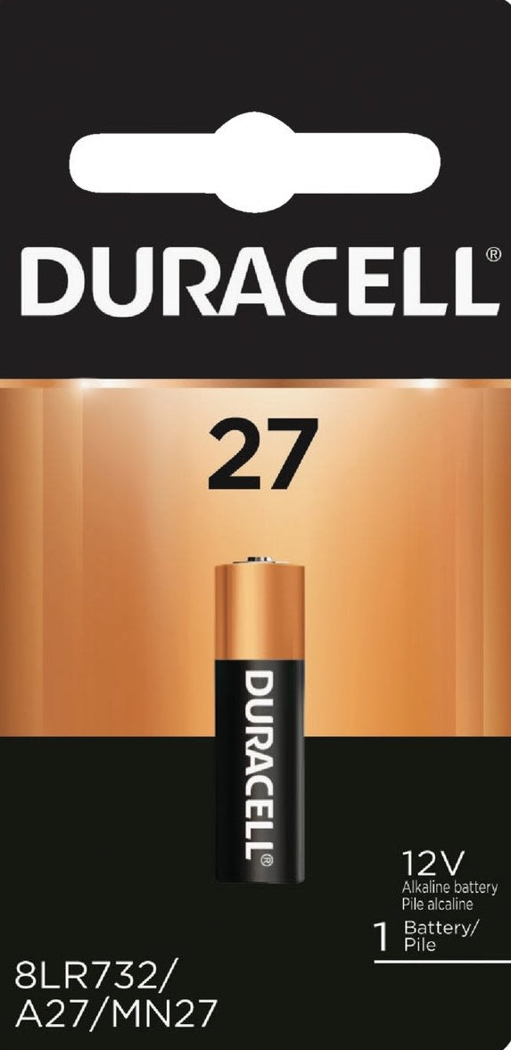 Single Duracell 12V alkaline battery 27 model in black and copper packaging for home improvement tools
