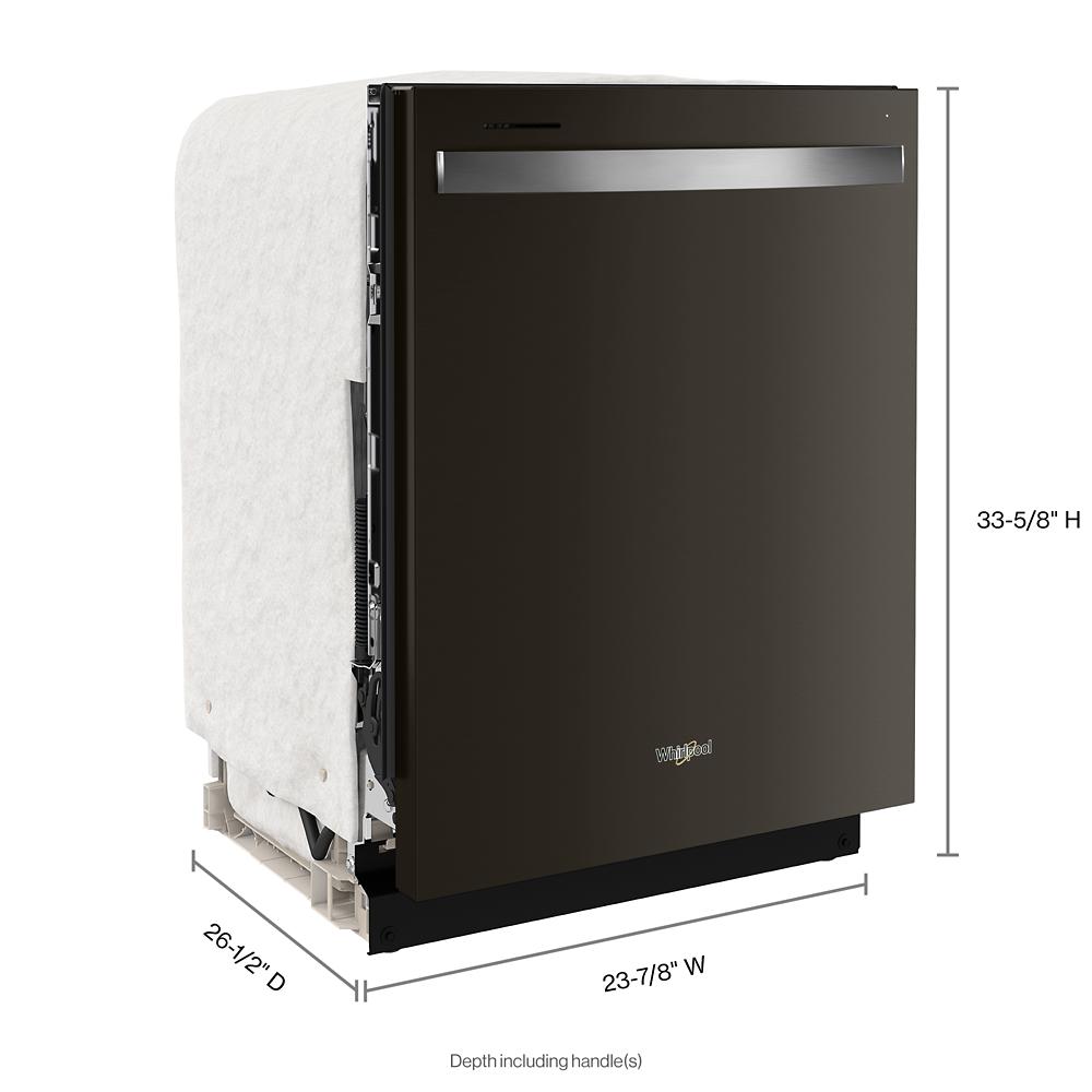 Black 24-inch dishwasher with stainless steel handle and Whirlpool logo in Dishwashers and Kitchen & Kitchenware collections
