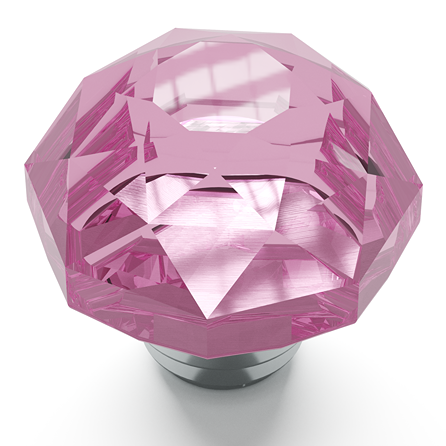 Faceted pink glass knob with chrome base for cabinet and furniture hardware in home improvement under $50 category