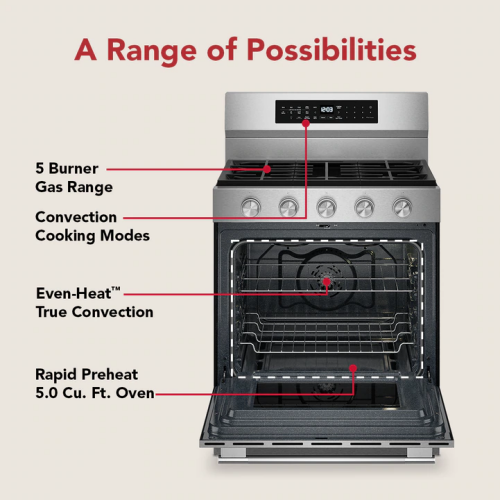 5.0 Cu. Ft. Smart Freestanding Gas Range with Convection Cooking Modes