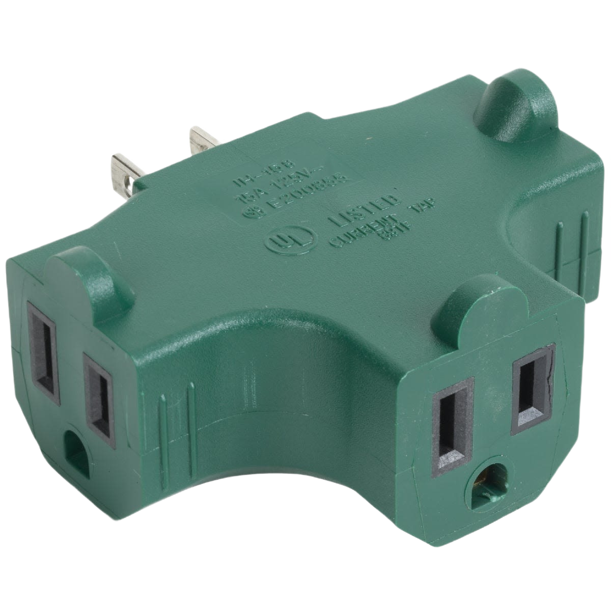 Green grounded cube multi-outlet adapter for electrical power expansion in home improvement and wire collections under $50
