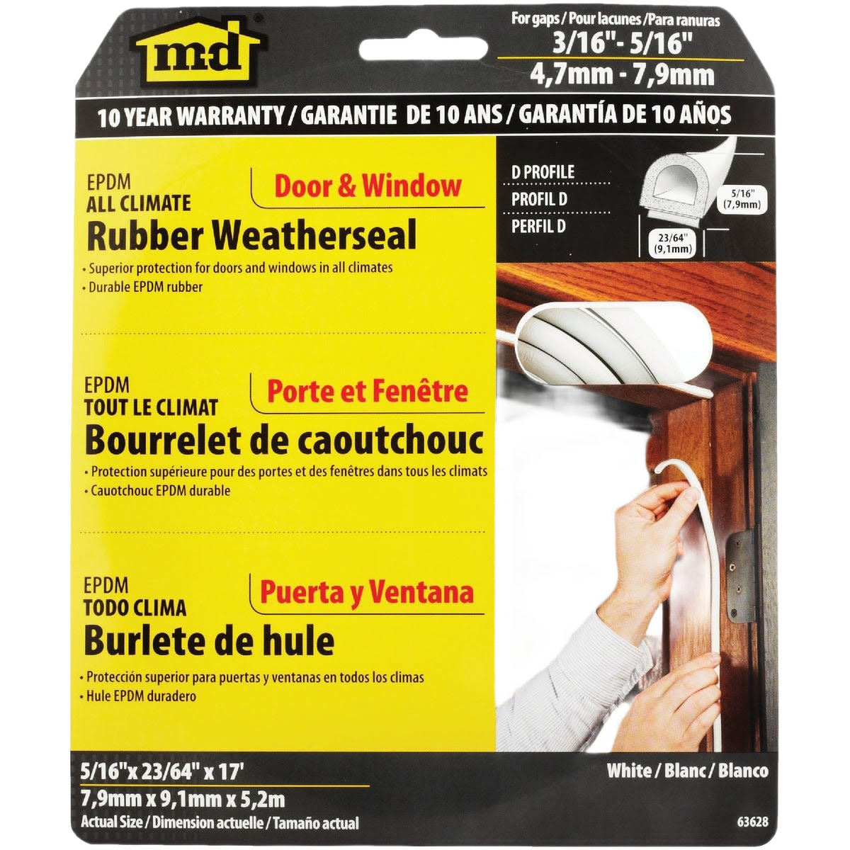 White EPDM rubber weatherseal strip for door and window gaps, suitable for all climates in hardware under $50 collections