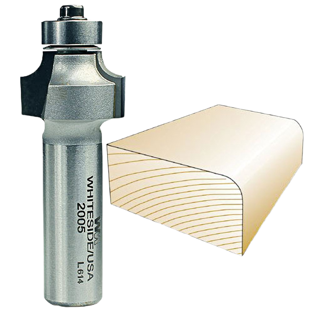 Whiteside roundover router bit with bearing for smooth edge rounding on wood in tool accessories and drill bits collections