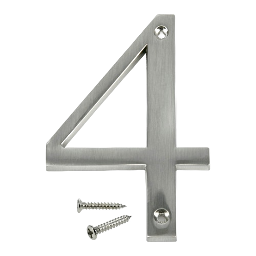 Brushed nickel metal house number 4 with mounting screws for Signs & House Numbers and Hardware collections under $50