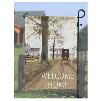 Garden flag with Amish countryside scene and welcome home message for outdoor lawn under $50 collection