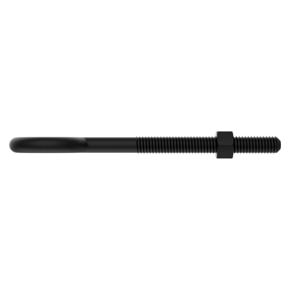 Black eye bolt with threaded shaft and nut for fastening in hardware and fasteners under $50 collection