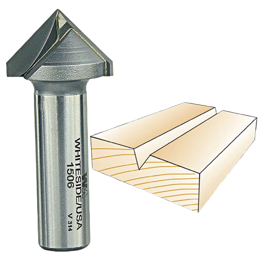 Whiteside V-groove router bit with 90-degree angle for woodworking in tool accessories and power tool collections under $100