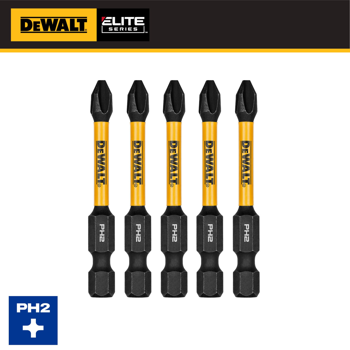 DEWALT ELITE SERIES™ 2-1/4" Bits For PH2, 5-Pack