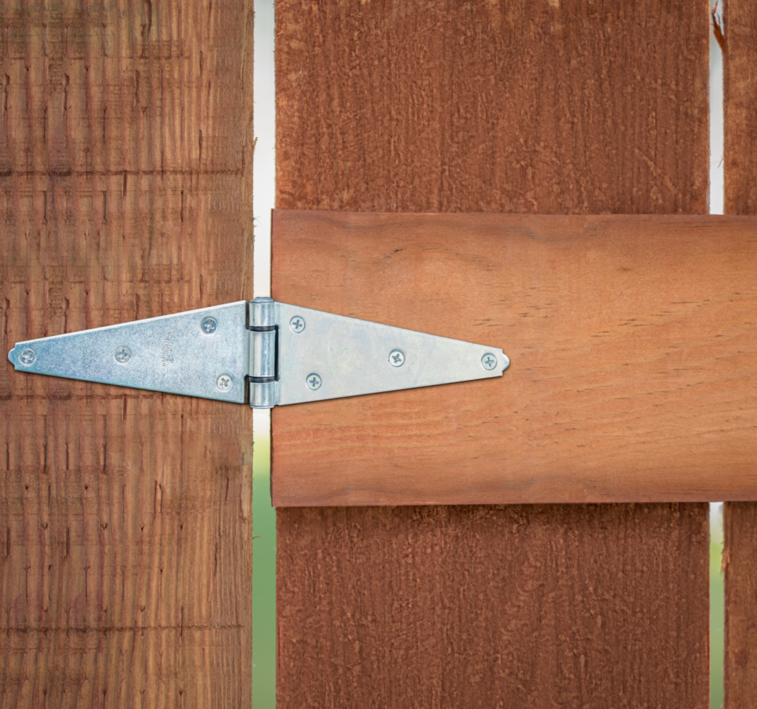 Zinc-plated heavy-duty strap hinge with offset holes for secure gate and shed door mounting under $50 hardware tools