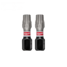 Pair of Milwaukee SHOCKWAVE™ 1-inch TORX T30 insert bits for impact drivers in tool accessories and power tool collections