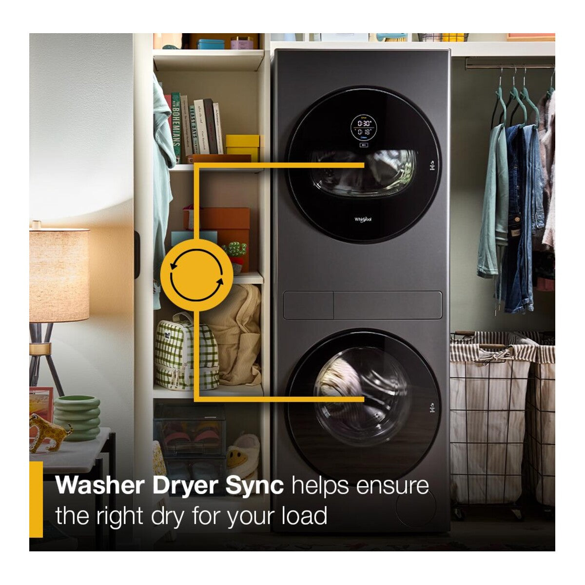 Compact ENERGY STAR® Ventless Heat Pump Laundry Tower with 2.7-cu ft Washer and Electric 4.3-cu ft Dryer
